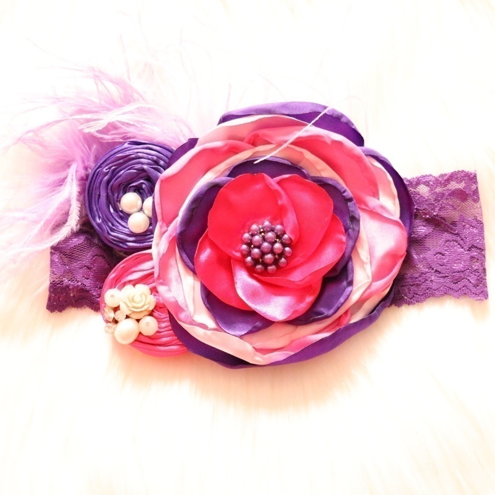 NEW Girls & Baby Couture Floral/ Feather Headbands